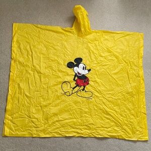 Vintage 90s Disney Mickey Mouse Adult Yellow Rain Poncho One Size